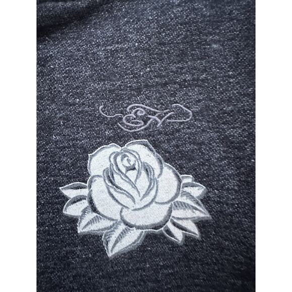 Y2K Vintage Women’s Ed Hardy Sherpa Lined Pom Pom String Studded Hoodie Sz S - Picture 5 of 15